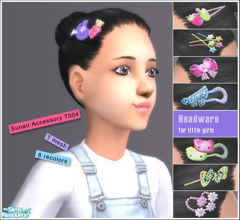 Sims 2 — Sunair Accessory Set T004 - Headwar by Sunair — 1 mesh 8 recolors.Available age: Child