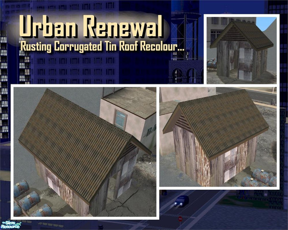 Sims 2 — Rusted Corrugated Tin Roof by Cyclonesue — A rusted, corrugated tin roof recolour. Due to the design, this
