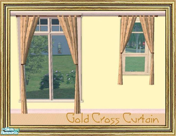 Sims 2 — Gold Cross Curtains by jeni — Matching Curtains.