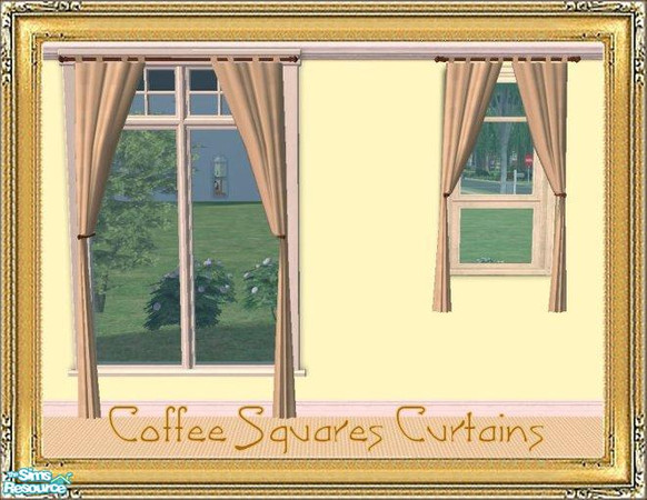 Sims 2 — Coffee Squares Curtain by jeni — Matching Curtains.