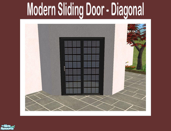 Sims 2 — Modern Sliding Door - Diagonal by Shakeshaft — Part of a Set of Modern Windows and Doors with designable Glass.
