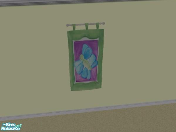 Sims 2 — bright baby set - butterfly tapestry by priestmere — bright baby butterfly tapestry
