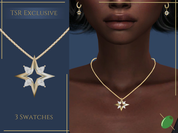 Sims 4 — Nova Necklace by Pitted0live — Chain necklace with a star shaped pendant with diamonds Custom catalog image