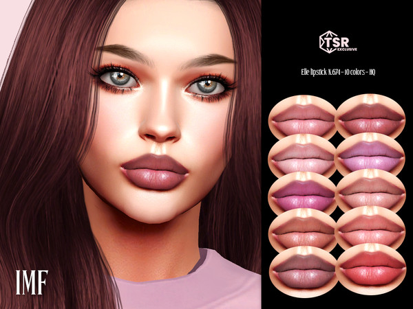 Sims 4 — IMF Elle Lipstick N.674 by IzzieMcFire — Elle Lipstick N.674 contains 10 colors in hq texture. Standalone item