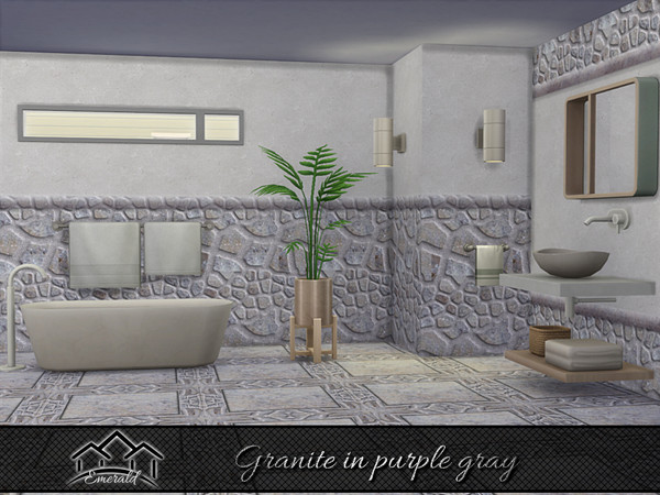 Sims 4 — Granite in purple gray 1 by Emerald — Upgrade your bathroom with luxury set in natural granite stone.