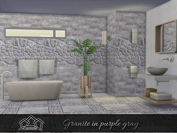 Sims 4 — Granite in purple gray 2 by Emerald — Upgrade your bathroom with luxury set in natural granite stone.