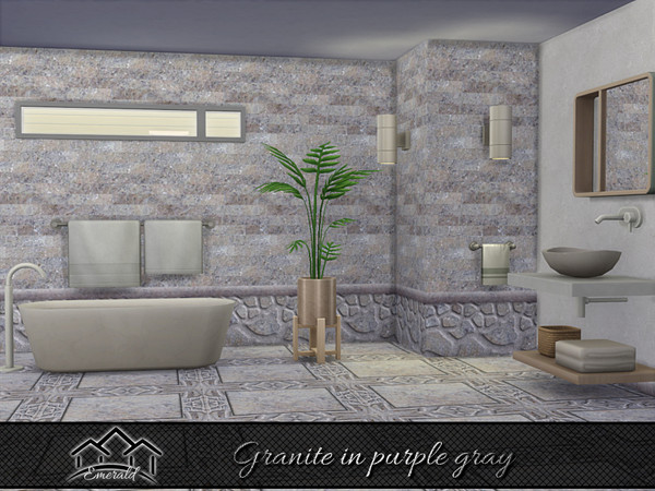 Sims 4 — Granite in purple gray 4 by Emerald — Upgrade your bathroom with luxury set in natural granite stone.