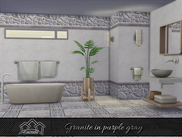 Sims 4 — Granite in purple gray 5 by Emerald — Upgrade your bathroom with luxury set in natural granite stone.