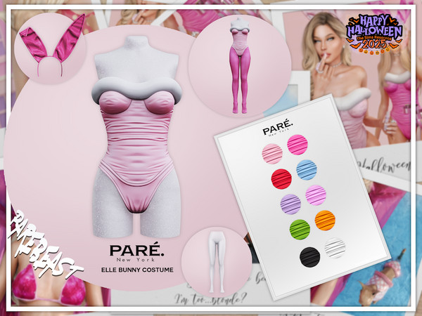 Sims 4 — PARE - Legally PARE Elle Bunny Costume (Hosiery) by VentaStudio — Woods Tight Mini Dress
