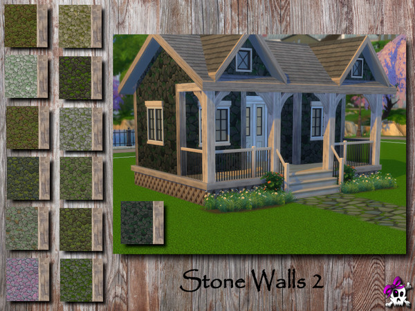 Sims 4 — Kerre_StoneWall2.package by Kerre2215 — A set of stone walls with wood trim