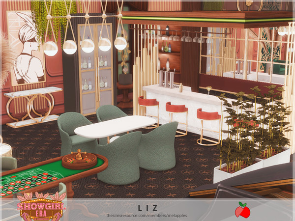 Sims 4 — Showgirl - Liz by melapples — a glamorous room for drinks and music. enjoy! 11x10