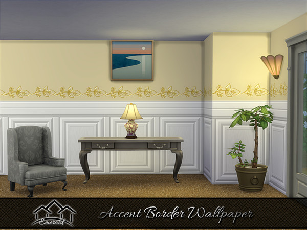 Sims 4 — Accent Border Wallpaper 1 by Emerald — Accent border wallpaper can add distinctive nature to any room.