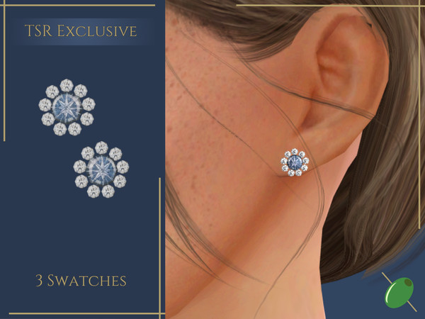 Sims 4 — Julianna Studs by Pitted0live — Starbrite sapphire studs with a diamond halo Custom catalog image