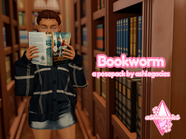 Sims 4 — Bookworm Posepack by ashlegacies — - Posepack