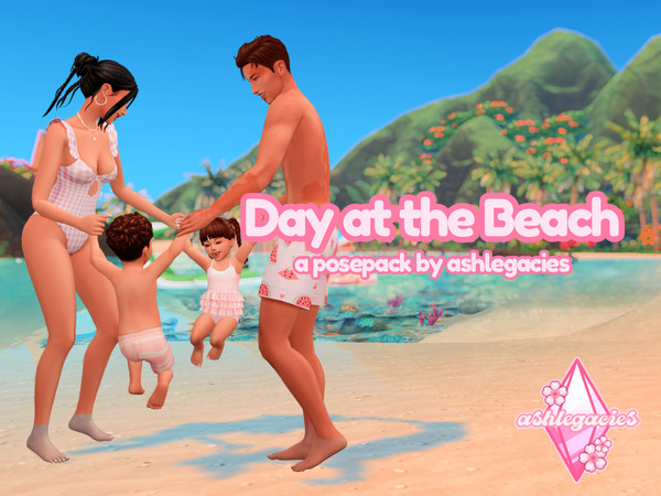 Sims 4 — Day at the Beach Posepack by ashlegacies — - Posepack (5 poses)