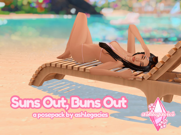 Sims 4 — Suns Out, Buns Out Posepack by ashlegacies — - Posepack (9 poses)
