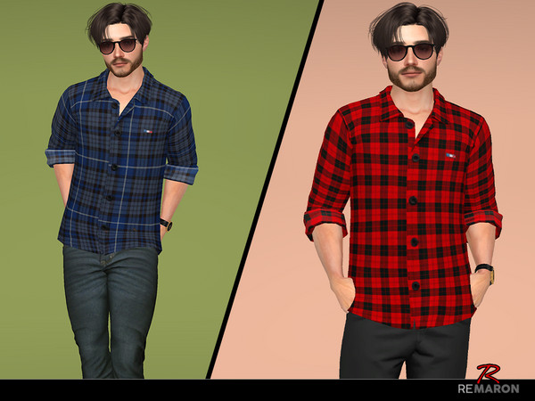 Sims 4 — Button-ups  for Male Sim by remaron — Button-ups for Male Sims, teens to elders in The Sims 4 ReMaron_M_Top011