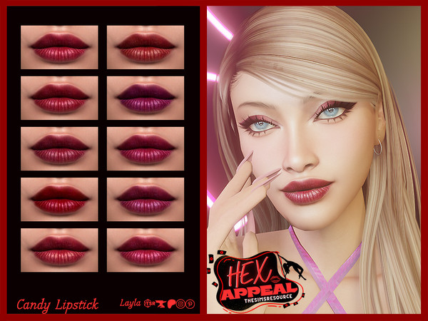 Sims 4 — Hex Appeal - Candy Lipstick by Layla — Previews were made using HQ Mod