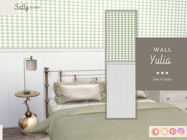 Sims 4 — Wall - Yulia by SallySims_cc — Green Wall with white panel