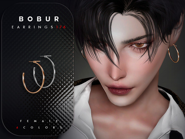 Sims 4 — Hoop Earrings by Bobur2 — Hoop Earrings with gems for female