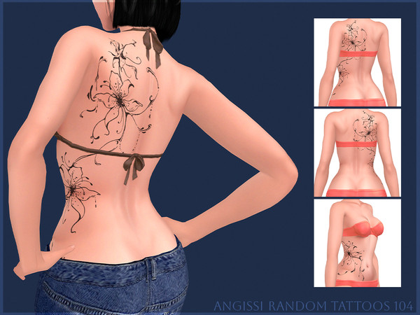 Sims 4 — Random tattoos 104 by ANGISSI — PREVIEWS MADE USING HQ MOD 2 options (separately right and left)