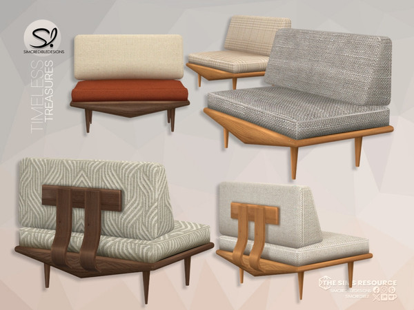 Sims 4 — Timeless Treasures Chair 1 C by SIMcredible! — Timeless Treasures is a mid-century modern series, with wooden
