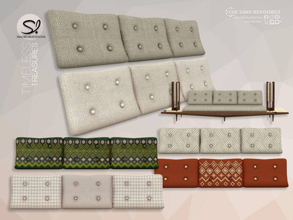 Sims 4 — Timeless Treasures Cushions by SIMcredible! — Timeless Treasures is a mid-century modern series, with wooden