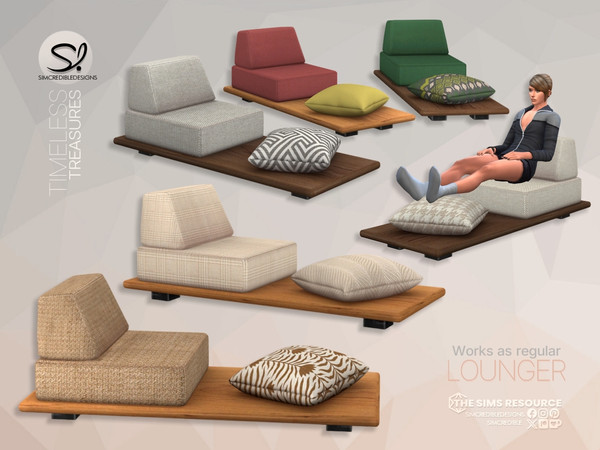 Sims 4 — Timeless Treasures Lounger by SIMcredible! — Timeless Treasures is a mid-century modern series, with wooden