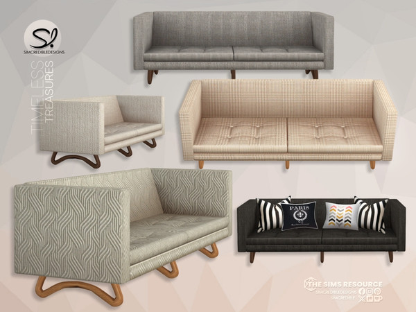 Sims 4 — Timeless Treasures Sofa 2 by SIMcredible! — Timeless Treasures is a mid-century modern series, with wooden tones