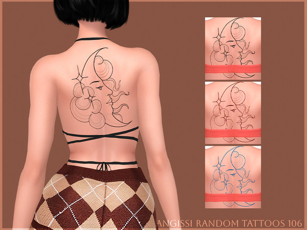 Sims 4 — Random tattoos 106 by ANGISSI — PREVIEWS MADE USING HQ MOD HQ compatible