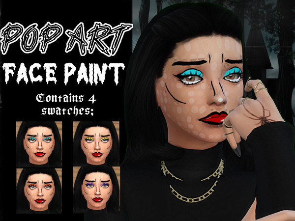 Sims 4 — Pop Art Halloween Makeup by _alttrait_ — A simple pop art-inspired face paint! Best worn without eyebrows for