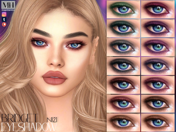 Sims 4 — Bridget Eyeshadow N121 by MagicHand — Smokey Halo Eye Makeup in 14 colors - HQ Compatible.
