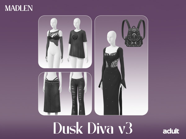 Sims 4 — [Madlen] DuskDiva v3 Dress.package by Madlen — Channeling the blend of grunge and goth! Your simmies are ready