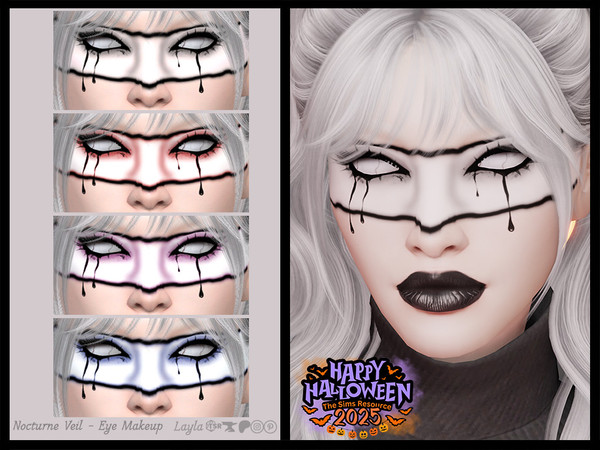 Sims 4 — Halloween 2025 - Nocturne Veil Eye Makeup by Layla — Previews were made using HQ Mod