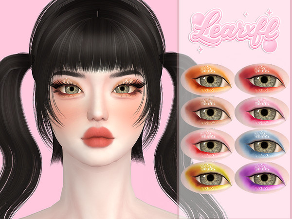 Sims 4 — [Learxfl] Cassia Eyeshadow by Learxfl — Eyeshadows, 10 swatches , HQ and BGC . Standalone item with thumbnail.