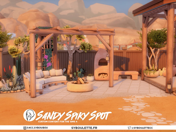 Sims 4 — Sandy Spiky Spot - Rock border curve | stone by Syboubou — Sandy Spiky Spot is a Mediterranean-inspired