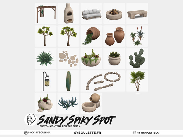 Sims 4 — Sandy Spiky Spot - Rock border line | stone by Syboubou — Sandy Spiky Spot is a Mediterranean-inspired