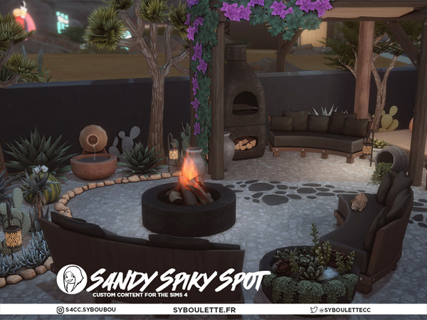 Sims 4 — Sandy Spiky Spot - Brasero | campfire by Syboubou — Sandy Spiky Spot is a Mediterranean-inspired landscaping set