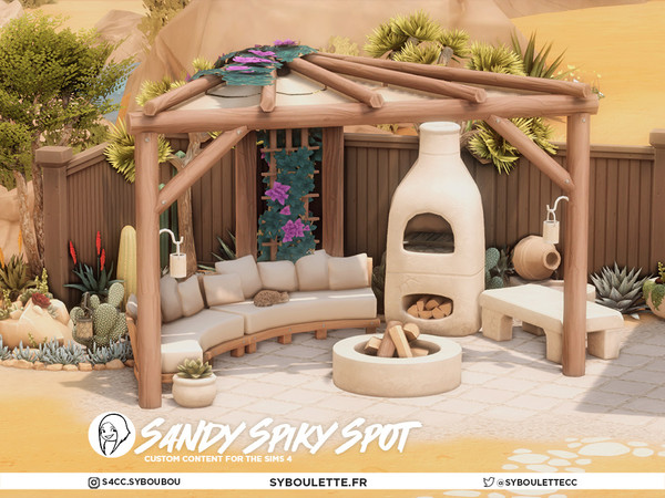 Sims 4 — SYB Sandy Spiky Spot - Outdoor lantern by Syboubou — Sandy Spiky Spot is a Mediterranean-inspired landscaping