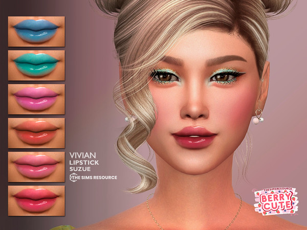 Sims 4 — Vivian Lipstick N105 by Suzue — 10 Swatches