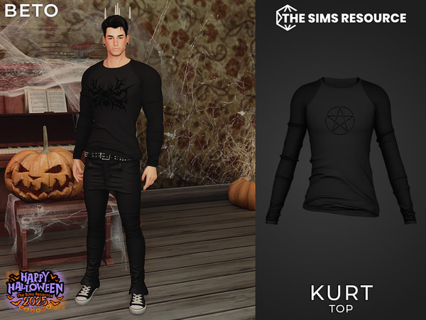 Sims 4 — Kurt (Top) by Beto_ae0 — Perfect gothic outfit for Halloween, enjoy it