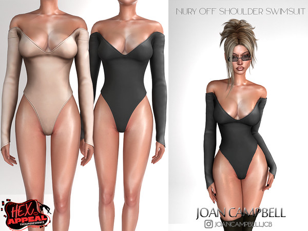 Sims 4 — NURY OUT SHOULDER SWIMSUIT by Joan_Campbell_Beauty_ — 9 swatches Custom thumbnail Original mesh