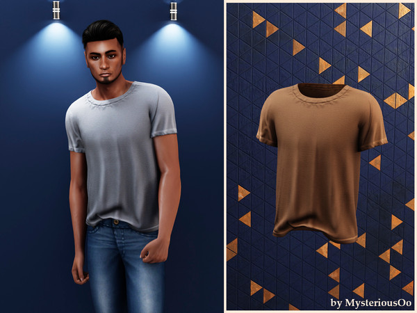 Sims 4 — Men - Casual relaxed fit t-shirt by MysteriousOo — Simple short-sleeve T-shirt with relaxed fit and soft texture