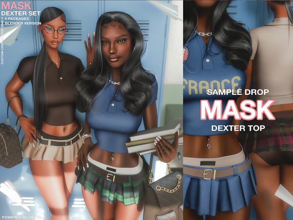 Sims 4 — MASK - Dexter Top by VentaStudio — 5 Swatches (40 Swatches on Patreon)