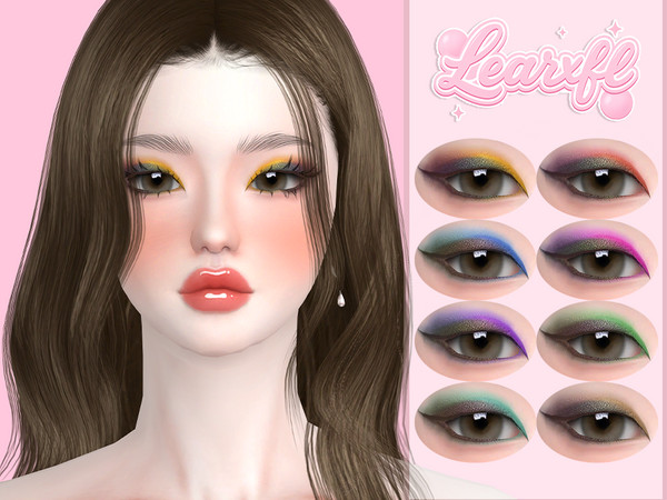 Sims 4 — [Learxfl] Jodie Eyeshadow by Learxfl — Eyeshadows, 8 swatches , HQ and BGC . Standalone item with thumbnail.
