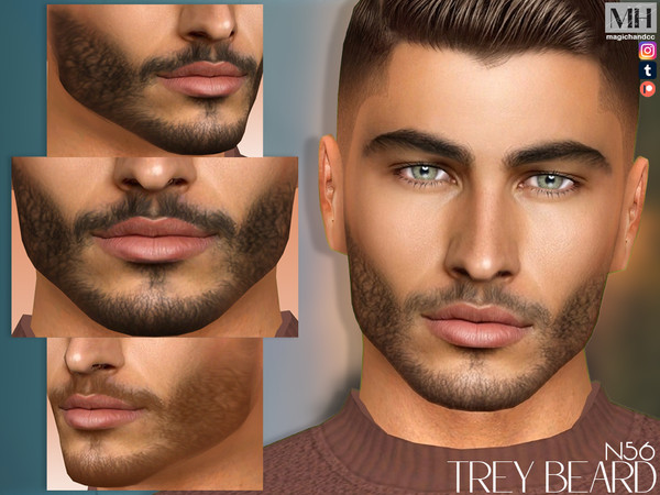 Sims 4 — Trey Beard N56 by MagicHand — Stubble beard in 13 colors - HQ Compatible.