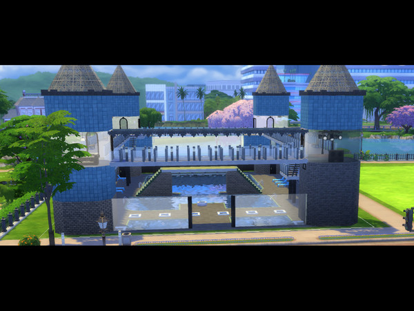 Sims 4 — Water Castle by CarineKitana — A perfect pool club for enjoying the summer. It has several pools, including an