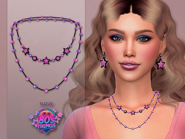 Sims 4 — 80s Things Stella Necklace by Suzue — New Mesh (Suzue)