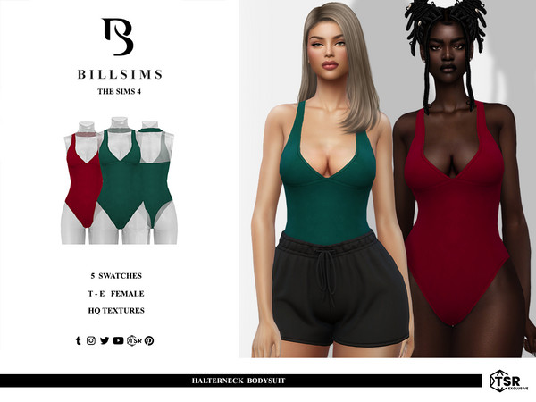 Sims 4 — Halterneck Bodysuit by Bill_Sims — This bodysuit features a halter strap with a plunging neckline! - Female,