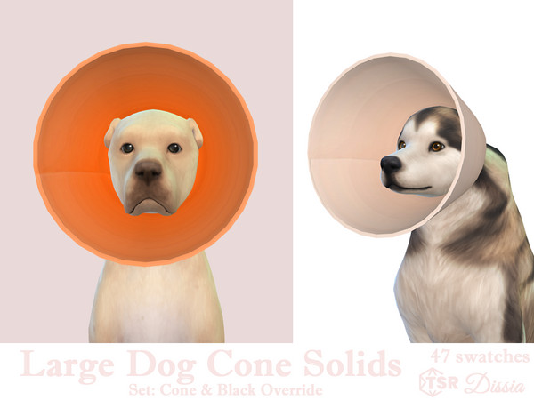 Sims 4 — Large Dog Cone Solids (Hat) by Dissia — Cone for large dogs in many colors